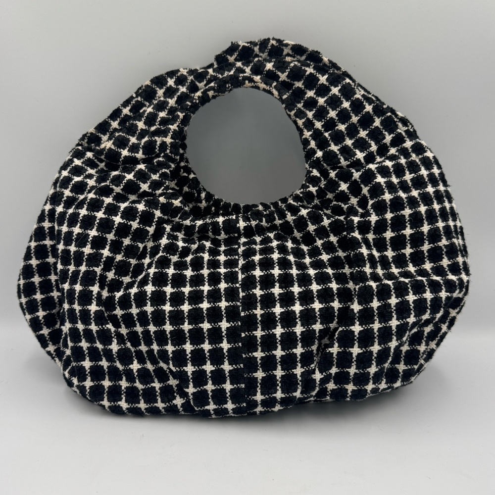 Giannini Black & White Grid Pattern “Dumpling” Handbag